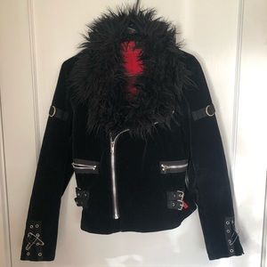Tripp moto fur collar bondage jacket